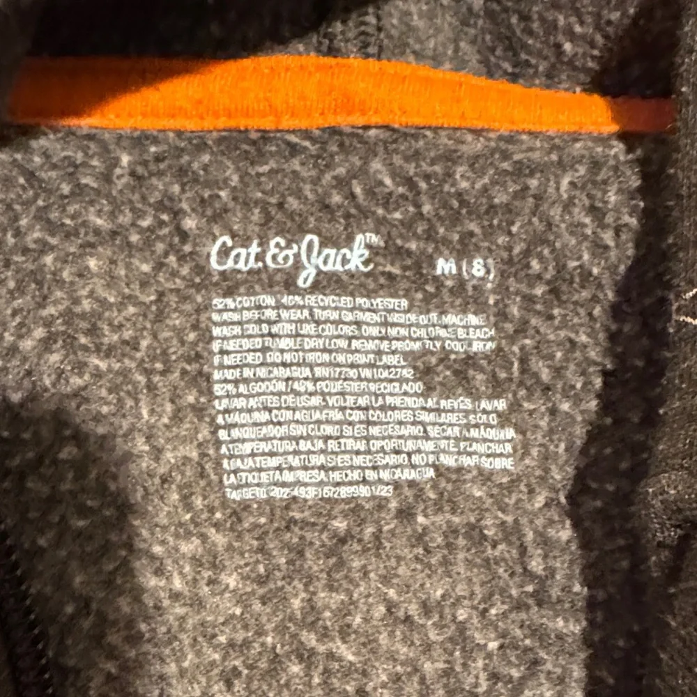 Cat & Jack Dark Gray Zip-Up Sweater with Cat Print - Picture 2 of 7